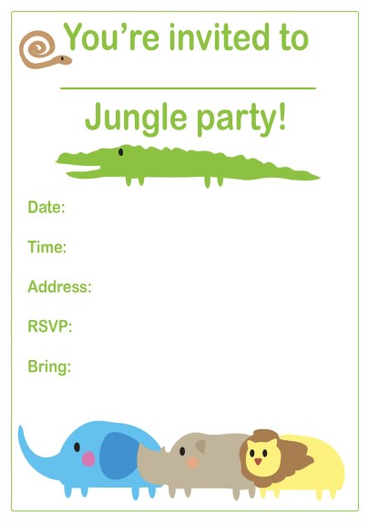 Jungle Party Invitation - Boys Birthday Party Theme Invitation Ideas